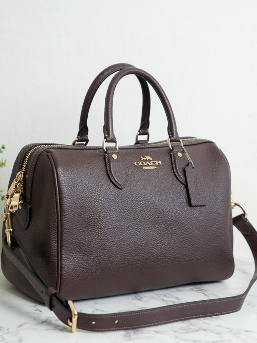 Coach CES11 Rowan Large Satchel Bag Leather Shoulder Bag in Maple NWT